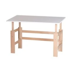Manis-h In Hoogte Verstelbaar Bureau Wit / Beuken