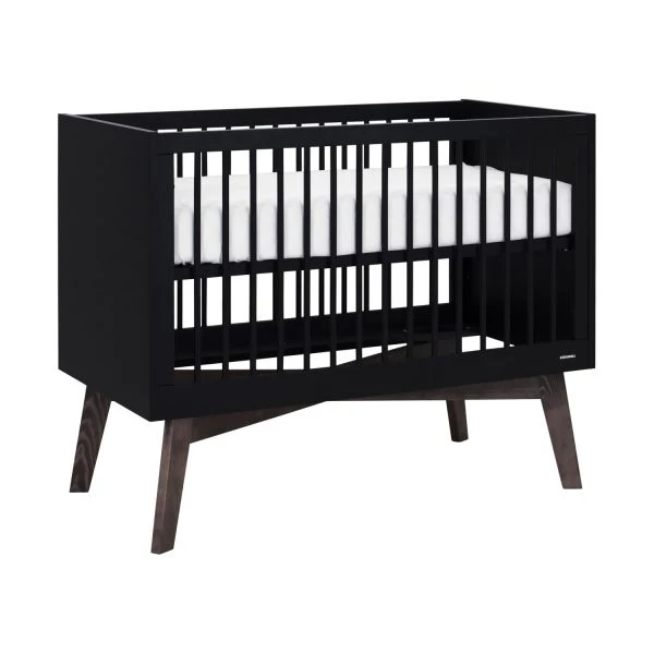 Kidsmill Sixties Babybed Zwart Mat / Walnoot 60 X 120 Cm 2 Kidsmill Sixties Babybed Zwart Mat / Walnoot 60 X 120 Cm - Afbeelding 2