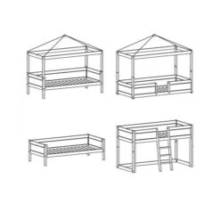 LIFETIME Kidsrooms 4 In 1 Bedcombinatie Luxe Wit Gelakt -Babyproductenwinkel life time 4 in 1 bedcombinatie tekening 1 2 a01a