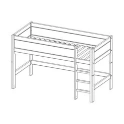 LIFETIME Kidsrooms Halfhoogslaper Luxe Rechte Trap Whitewash -Babyproductenwinkel life time halfhoogslaper tekening 2b38