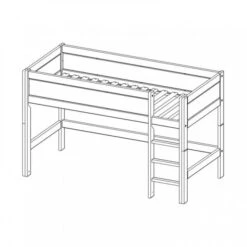 LIFETIME Kidsrooms Halfhoogslaper Rechte Trap Wit Gelakt -Babyproductenwinkel life time halfhoogslaper tekening 4 ccc3