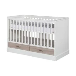 Babyproductenwinkel -Babyproductenwinkel newport ledikant wit eiken greep rvs 60 x 120 cm 1 9c72