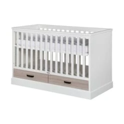 Kidsmill Newport Babykamer Wit / Eiken | Bed 60 X 120 Cm + Commode -Babyproductenwinkel newport ledikant wit eiken greep zwart 60 x 120 cm 2 1 55ff