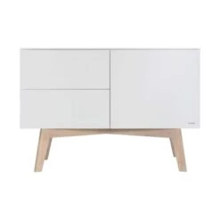 Kidsmill Sixties Babykamer Wit Mat / Naturel | Bed 60 X 120 Cm + Commode -Babyproductenwinkel sixties commode wit blank eiken 1 d0cc