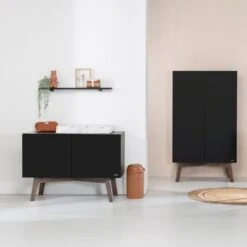 Kidsmill Sixties Commode Zwart Mat / Walnoot -Babyproductenwinkel sixties zwart donker noten sfeer zonder bladvergroter 4 3 7f46
